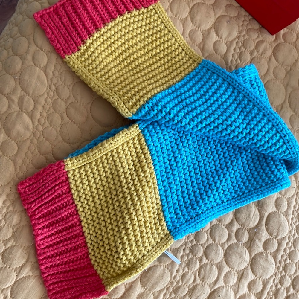 Mini Boden Bright Knit Scarf - Pink, Yellow, Blue